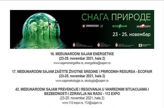 Sajam energetike, Sajam ekologije i 112 Expo na Beogradskom sajmu od 23 -25. novembra