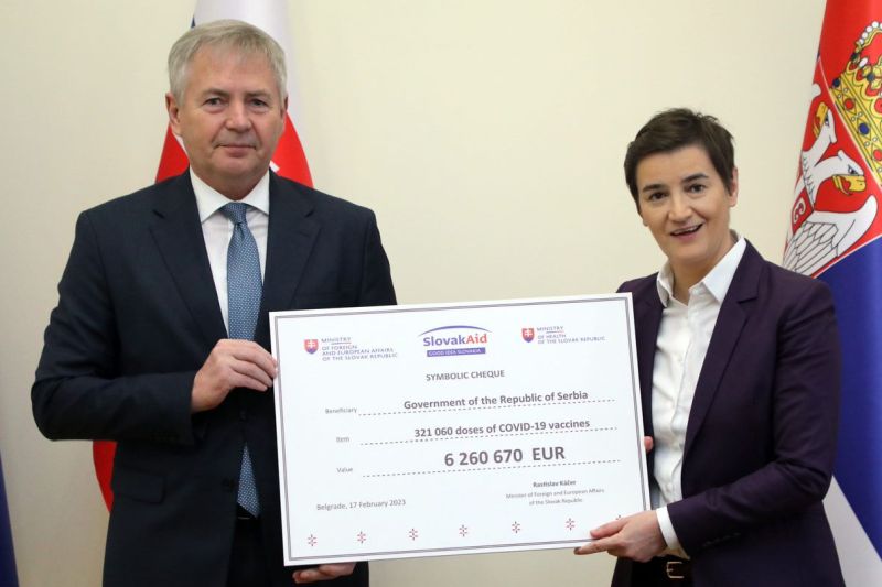 Захвалност Словачкој на донацији вакцина у вредности од 6,3 милиона евра