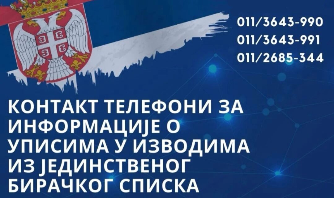 Информације о уписима у бирачки списак путем контакт телефона Информације о уписима у бирачки списак путем контакт телефона